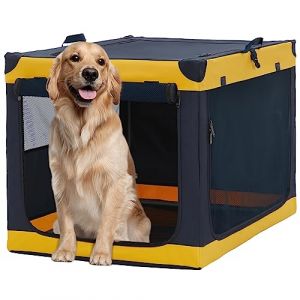 Caisse Transport Chien Pliable S&eacute;curis&eacute;e avec Cadre M&eacute;tal Brevet&eacute; & Fermeture Verrouillable &ndash; Cage Tissu Grand pour Chien, Fond Imperm&eacute;able, Housse Lavable, Id&eacute;ale Voiture, Camping, Maison (A4 Pet, neuf)