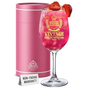 CROWNLY CRYSTAL&reg; 1986 Verre a Vin Personnalise pour Femme 40 Ans Cadeau Anniversaire Elegant pour Maman Collegue Belle Mere Idee Cadeau Originale (CROWNLY CRYSTAL&reg;, neuf)