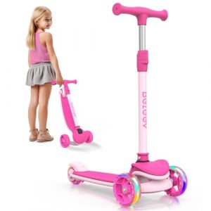 BELEEV A8 Trottinette Enfant 3 Roues de 3 &agrave; 12 Ans, Trotinette Enfant Trois Roues avec LED Lumi&egrave;res, 4 R&eacute;glables en Hauteur, Plateau Antid&eacute;rapant Scooter pour Filles et Gar&ccedil;ons, Tricycle Pliable (MeiShangStore, neuf)