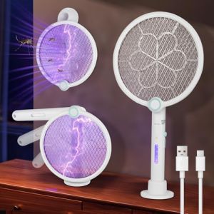 Raquette Electrique Insectes, Apritsce Raquette Moustique Electrique, 3 en 1 1200mAh USB Rechargeable Raquette Anti Moustique pour Maison Chambre à Coucher Cuisine (Trans Cargo Success, neuf)