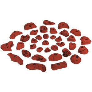 ALPIDEX 35 Prises d'escalade | Surface d'escalade 3-5 m&sup2; | Tailles L, M, S | Pierres Escalade | Set Prises Escalade | Poign&eacute;es Escalade | R&eacute;sistant Aux Intemp&eacute;ries, Couleur:Rouge-mouchet&eacute; (BB Sport, neuf)