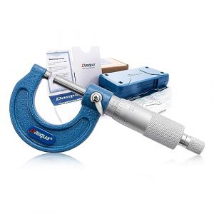 Dasqua Micromètre extérieur | DIN863 - Micromètre à vis 0-25 mm | Haute précision 0,004 mm | Micromètre avec mandrin en acier inoxydable et surfaces de mesure en carbure | Gravure laser (DasquaEurope, neuf)