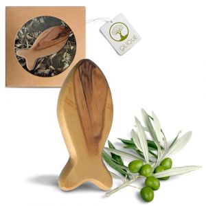 OLIQUE Poisson en bois d'olivier - Figurine artisanale faite à la main comme cadeau pour la naissance, le baptême, la communion et la confirmation (sans gravure) (Vendix-Shop, neuf)