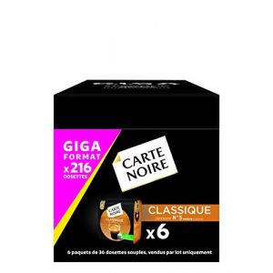 Carte Noire Classique N&deg;5, Caf&eacute; en Dosette Compostables Compatibles Senseo, 6 Paquets de 36 dosettes souples (216 dosettes) (AbcMarket, neuf)