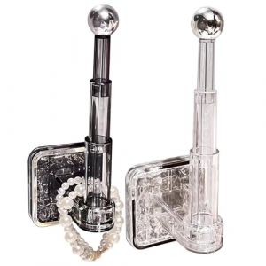 Organisateur Chouchou Cheveux Porte-chouchou en acrylique transparent, 2 pièces, organisateur de rangement pour cravates de cheveux, porte-cravate adhésif à longueur réglable (Color : Black+Clear) (WBXFKAOW, neuf)
