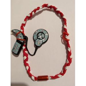 Bandeau tresse pour implant cochleaire et prothese auditive serre tete anti perte (Rouge blanc, Taille unique extensible) (SOFIZZE, neuf)