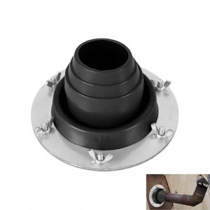 Inscrip Passe-tuyau de poêle pour tente Hot Tent Stove Jack en silicone résistant à la chaleur et base en métal - Manchon de toit pour réchaud de camping - 45-85 mm (noir) (inscripted, neuf)