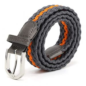Ceinture Pour Enfants Ceinture &eacute;lastique Ceinture Pour Gar&ccedil;ons Filles, Ceinture en Caoutchouc Multicolore Pour Les Femmes 2,5 cm de Large et 80 cm de Long avec Boucle M&eacute;tallique Gris Orange (AnJuHoPa, neuf)