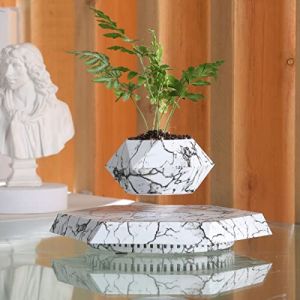 MOOCCI Pot de Fleurs Flottant – Pot de Fleurs en lévitation magnétique pour Plantes Grasses, bonsaï d'air, Fausses Fleurs et Plantes, décoration Unique pour la Maison, Le Bureau et Le Bureau (marbre) (LiuXiPan-France, neuf)