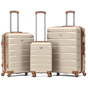 Flight Knight Lot De 3 Moyen Et Grand Valises Rigides Legeres en ABS A 4 Roues Cabine Bagage A Main pour Plus De 60 Compagnies Aeriennes -easyJet, Jet2 Et Taille Max Ryanair (Priority) 55x40x20cm (Prime Brands Group FR, neuf)