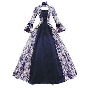 G&eacute;n&eacute;rique 2025 Robe R&eacute;Tro M&eacute;Di&eacute;Vale Femme Victorienne Reine Costume Grande Taille Manches Trompette Robe Renaissance Gothique De Soir&eacute;E Cocktail Elegante Deguisement Halloween Carnaval Victorien (Wllybh, neuf)