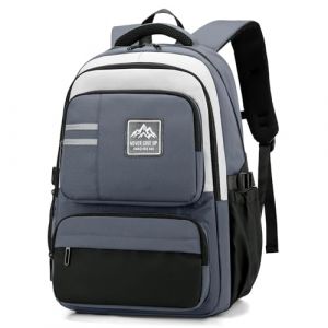 Amythe Sac &agrave; Dos Gar&ccedil;on Coll&egrave;ge, 2025 Grand Cartable Adolescent Scolaire, Sac Ecole Lyc&eacute;e Gar&ccedil;on Imperm&eacute;able Durable pour Ecole Randonn&eacute;e, 38L-Gris (Amythe, neuf)