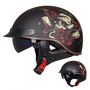 ACLFFSHOP Demi Casque De Moto, Casque Jet R&eacute;tro, Casque Bol Moto Homologu&eacute; ECE, Casques Vintage &agrave; Face Ouverte, avec Pare-Soleil et Doublure Int&eacute;rieure Amovible, pour V&eacute;los Motos Scooter (GXPgxp, neuf)
