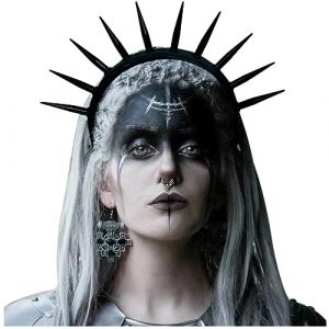 keland Serre-tête Gothique à Clous Headpiece Gothique Couronne Halo Headdress Accessoire Cosplay d'Halloween pour Femme (Noir-1) (TOOKY, neuf)