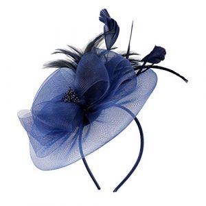 Bibi de fête Bridal Bandeau de thé britannique pour femme Bleu marine Taille unique (Ansu clothing, neuf)