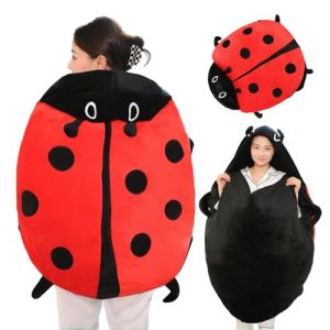 SUPYINI Coussin coccinelle portable, adorable doudou en peluche, chaud, costume de coccinelle, cadeau pour enfants, adultes, chambre &agrave; coucher, salon (60 cm) (xiaojingqiong, neuf)