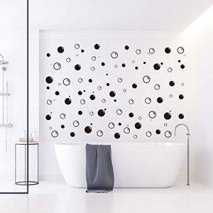 100 Petites Bulle Stickers Salle de Bain, CUNYAUK Autocollants muraux Amovibles en Vinyle Stickers Porte de Douche, Décoration de Chambre D'enfant, Noir (CUNYAK, neuf)