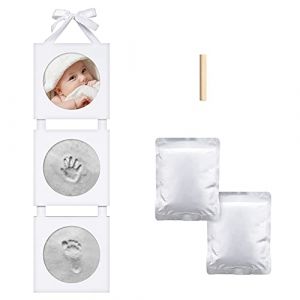 Navaris Kit Cadre Moulage Empreinte Bébé - Cadre Photo Bébé avec Plâtre Argile pour Main Pied - Décoration Enfant Personnalisée - 0 à 6 mois (SX-Commerce, neuf)