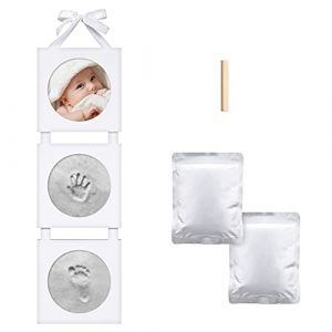 Navaris Kit Cadre Moulage Empreinte Bébé - Cadre Photo Bébé avec Plâtre Argile pour Main Pied - Décoration Enfant Personnalisée - 0 à 6 mois (KW-Commerce, neuf)