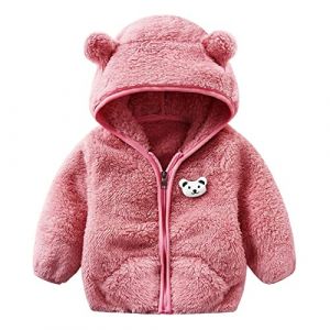 Veste Polaire Bebe Garcon 0-24 Mois Hiver Chaud Manteau Bebe Fille Capuche Oreille de Ours Mignon Blousons garçon Peluche Leger Doux Pull Sweat zippé Vetement Bebe Naissance (12-18 Mois) (Huttam, neuf)