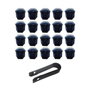 VSREI 20 Pièces Cache Ecrou 19mm Ecrou Couvre - Cache Boulon Ecrou Couvre avec Outil Demontage Écrou de Bouchon à vis de Moyeu de Pneu pour Voitures Capuchon de Protection de Ecrou (Noir) (PhoebeMark, neuf)