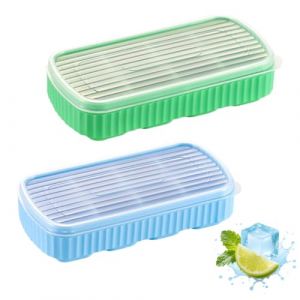 2pcs bacs &agrave; gla&ccedil;ons, bacs &agrave; gla&ccedil;ons en silicone avec couvercle, Grand Bac a Glacon, empilables et passent au lave vaisselle, pour cocktails, bi&egrave;re, vin et collations pour b&eacute;b&eacute; inclus (PAN TIANFENG STORE, neuf)