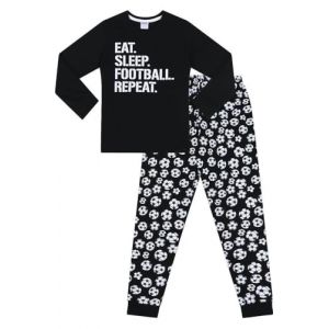 ThePyjamaFactory Gar&ccedil;on Eat Sleep Football Repeat Blanc Long en Coton Pyjamas (6-7 Ans) (ThePyjamaFactory, neuf)