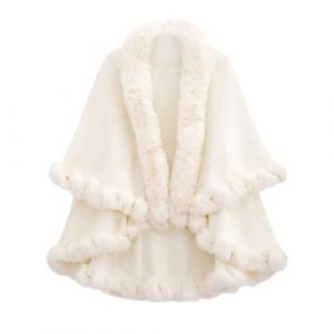 Cexiakong Poncho d'hiver en fausse fourrure pour femme - Cape d'hiver - Cape en tricot chaud - Avec capuche - Cardigan - Veste de mariée - Boléro pour l'hiver - Mariage - Soirée de Noël - Noir, (HUANGYUZHU-AMZSHOP, neuf)