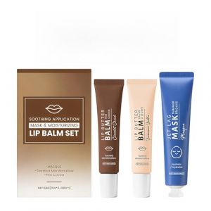 Baumes &agrave; L&egrave;vres,Kit de Cr&egrave;me Hydratante - Baume &agrave; L&egrave;vres Aromatis&eacute; avec Masque Visage - Pour Voyage D&eacute;placements Vacances Saint-Valentin Maquillage Pores du Visage (aibenlti, neuf)