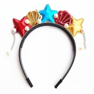 Garneck Bandeau Gar&ccedil;on et Filles Th&egrave;me Oc&eacute;an Coquillage et &Eacute;toile de Mer, Serrage-t&ecirc;te Rouge Dor&eacute; L&eacute;ger et Ind&eacute;formable, Accessoires de Costume Mer pour F&ecirc;te, Carnaval et D&eacute;guisement (Eerstra, neuf)