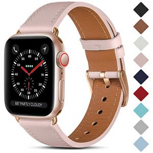 CeMiKa Bracelet en Cuir Compatible avec Apple Watch Bracelet 38mm 40mm 41mm 42mm 44mm 45mm 46mm 49mm, Cuir Véritable Bande Pour iWatch Séries 10 9 8 7 6 5 4 3 SE, 38mm/40mm/41mm, Rose/Or Rose (CeMiKa Store, neuf)
