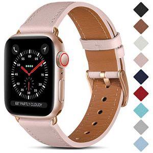 CeMiKa Bracelet en Cuir Compatible avec Apple Watch Bracelet 38mm 40mm 41mm 42mm 44mm 45mm 49mm, Cuir Véritable Bande Pour iWatch Séries 9 8 7 6 5 4 3 2 1 SE, 38mm/40mm/41mm, Rose/Or Rose (CeMiKa Store, neuf)