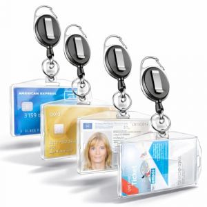 Lot de 3 Porte-Badges avec Yoyo R&eacute;tractable - Porte-Cartes/Cartes d'Acc&egrave;s avec Clip en Plastique Rigide - Porte-Cl&eacute;s Extensible en Plastique Rigide - Porte-Carte d'Identit&eacute; (TK Gruppe GmbH, neuf)