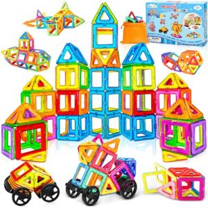 GMUFTIR Blocs de Construction Magn&eacute;tiques, 66 Pi&egrave;ces Construction Magnetique Enfant avec 4 Voitures, Blocs Magn&eacute;tiques, Jouets de Construction Montessori pour Gar&ccedil;ons et Filles de 3+ Ans (ARCTURON ONLINE COMMERCE LTD, neuf)