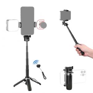 NEEWER Perche à Selfie avec Déclencheur Bluetooth Amovible, Trépied de Voyage Pliable Léger pour iPhone, Support 360° pour Téléphone, Cold Shoe pour Youtube/TikTok Vlogs Streaming Photo, Noir, P15 (YinYuKeJi, neuf)