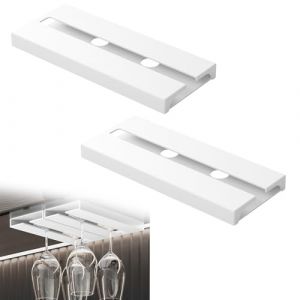 2 Pièces Porte Verres à Pied, Support Verre a Pied Suspendu, Porte Verres à Vin Suspendre, Porte Verre à Vin, Support à Verre à Vin Suspendu, Aucun Perçage Requis, pour Restaurant, Cuisine (Blanc) (Rfervgauk, neuf)