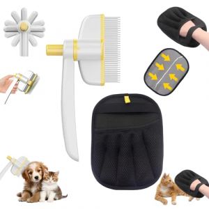 2 Pi&egrave;ces Gant Poil Chat et Peigne pour Chats, Peigne Autonettoyant pour Animaux de Compagnie & Double Face Brosse Poils Animaux, Gant Brosse Chat pour le Lavage, le D&eacute;m&ecirc;lage et le Toilettage (jaune) (STARTIDESEA, neuf)
