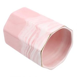 STOBAZA Pot &agrave; Crayons en C&eacute;ramique Effet Marbre Organisateur de Pinceaux de Maquillage Octogonal Rose 10 CM X 8 CM Porte-Stylos Polyvalent pour Bureau et Salle de Bain Rangement (Vitong, neuf)