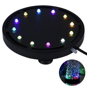 12 Multicolore RGB LED Aquarium Sous-Marine Bulle Lumière Nuit Mer / Multicolore Aquarium Air Pierre Disque, rond aquarium barboteur avec changement de couleur automatique (uksunvi, neuf)