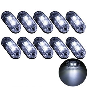 Krtopo 10X 2 LED Feux de Marquage Latéral 12 / 24V Feux De Gabarit LED Remorque Lampe Latérale Avertissement Lumière pour Camion RV Caravan (Blanc) (aqhtrade, neuf)