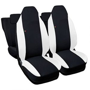 Rebeca Shop® Housses de siège auto compatibles pour Twingo première et deuxième série avec sièges arrière divisés, lot de 6, différentes couleurs (noir/blanc, pour Twingo 1/2a série NO Logo) (Rebecashop, neuf)