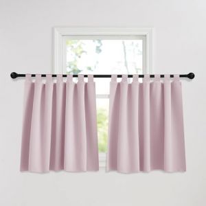 PONY DANCE Rideaux Cuisine Occultants Court Thermiques Isolation, Décoration de Fenêtre pour Chambre Maison pour Petit Fenetre à Pattes, 2 Pièces, 140x90cm(LxH), Rose Clair (RYB HOME EU, neuf)