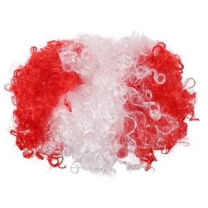 TEHAUX Postiche de Clown Boucl&eacute;e aux Couleurs du Drapeau Canadien Fibre Synth&eacute;tique Douce Taille Unique Accessoire de Supporter pour &Eacute;v&eacute;nement Sportif Cosplay et F&ecirc;te Costum&eacute;e (Breamblue N, neuf)