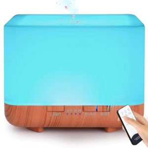 GeeRic Diffuseur d'ar&ocirc;mes 600 ML, Humidificateur d'air ultrasonique, Purificateur d'air &agrave; arr&ecirc;t Automatique pour Chambre, N&eacute;buliseur pour Spa et Yoga Marron (GeeRicDirect, neuf)