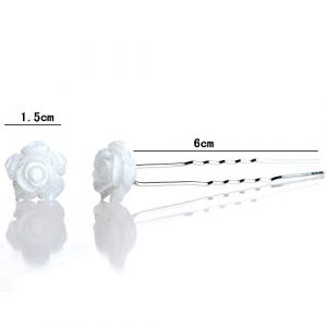 Miya® Lot de 6 épingles à cheveux en spirale avec roses blanches poudrées et strass Pour mariage (miya beautycenter, neuf)