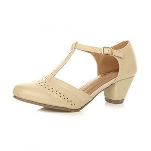 Femmes Talon Moyen découper Chaussures Richelieu Escarpins Pointure 8 - Beige Mat - 41 EU (Ajvani Shoes, neuf)