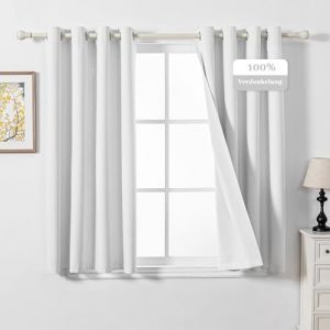 MYSKY HOME Rideau Blanc Occultant 140x175(LxH) Rideaux Chambre Fille Lin 30% Opaque &agrave; Oeillets Anti Froid Draperies Chaleur pour Salon Maison, Decoration Curtains Lot de 2 (Ulanju e-commerce, neuf)