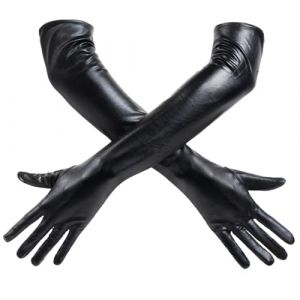 ZKSXOA 50cm Gants Longs Noirs en Similicuir pour Femme Sexy Gants Longs en Latex Adulte,Convient pour Halloween, Noël, fêtes de Mariage, Noir (hengshuizhenzhuoshangmaoyouxiangongsi, neuf)