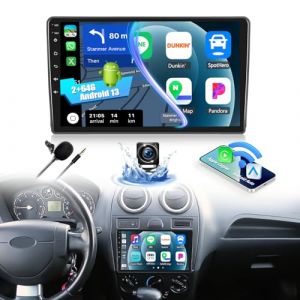 2+64G CAMECHO Android 13 Autoradio pour Ford Fiesta Focus Transit Connect Kuga Mondeo Smax, 9" Carplay sans Fil Navi Bluetooth Radio avec Android Auto WiFi GPS FM/RDS Mirror Link SWC +Caméra de Recul (dahuanhuan, neuf)