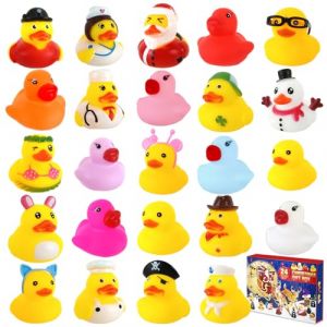 Lot de 24 Canards de Bain en Canard en Plastique Petit Canard Caoutchouc Souple Jouets de Bain &Eacute;tanches sans Trous pour B&eacute;b&eacute;s et Enfants de Jouet de Bain Bebe Flottants Color&eacute;s pour Baignoire (Tp-store, neuf)